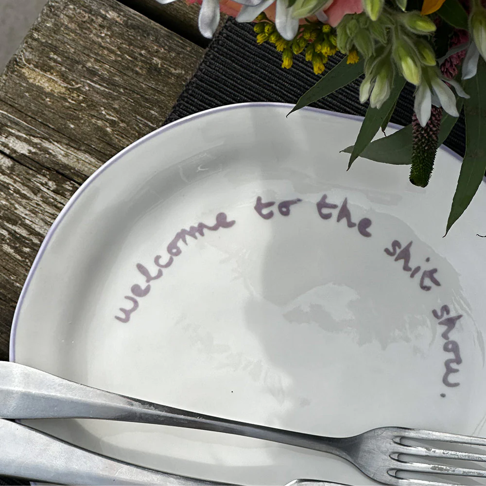 "Welcome to the shit show" Lilac Decorative Plate - Image 3